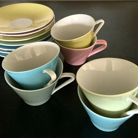 Original 1950 Austrian Lilien Porcelain, „Daisy“ Serie Mokka Set, Mid Century